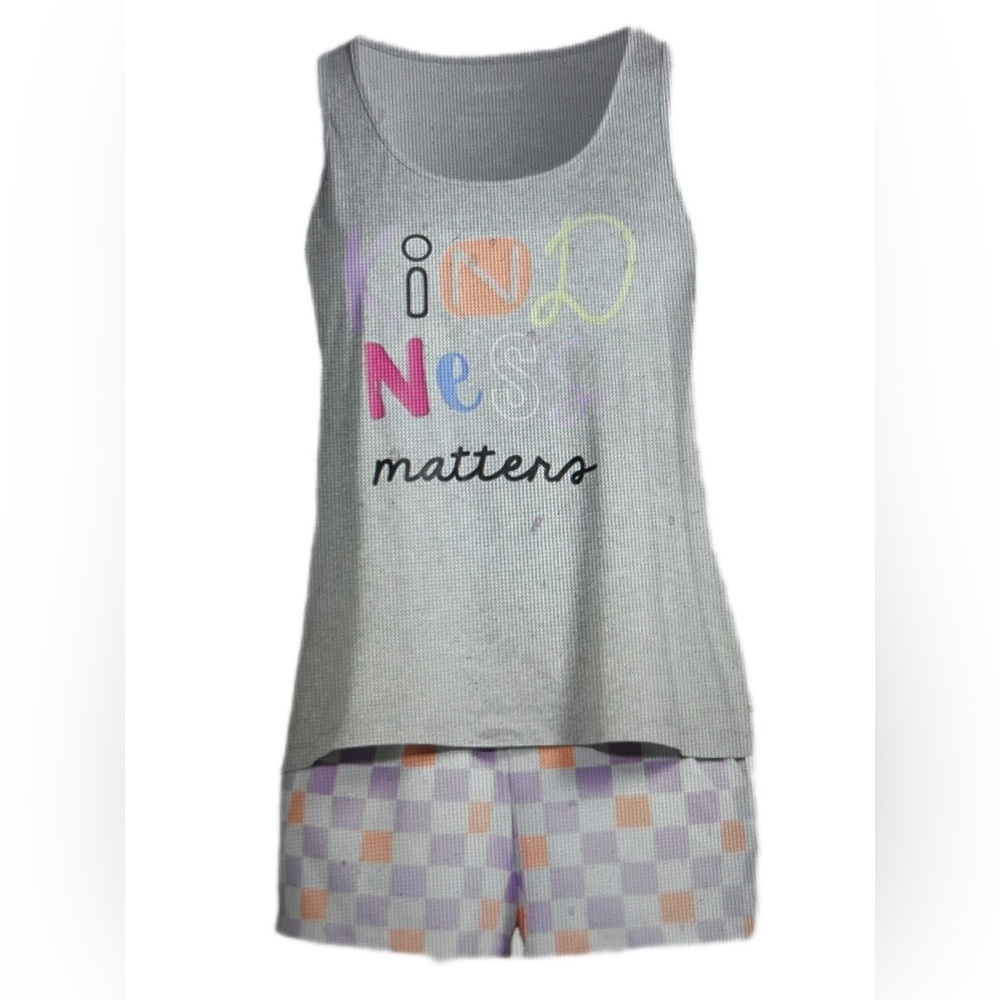 JOYSPUN • “Kindness Matters” SET • Tank Top & Checkered Shorts Lounge Set • 3X